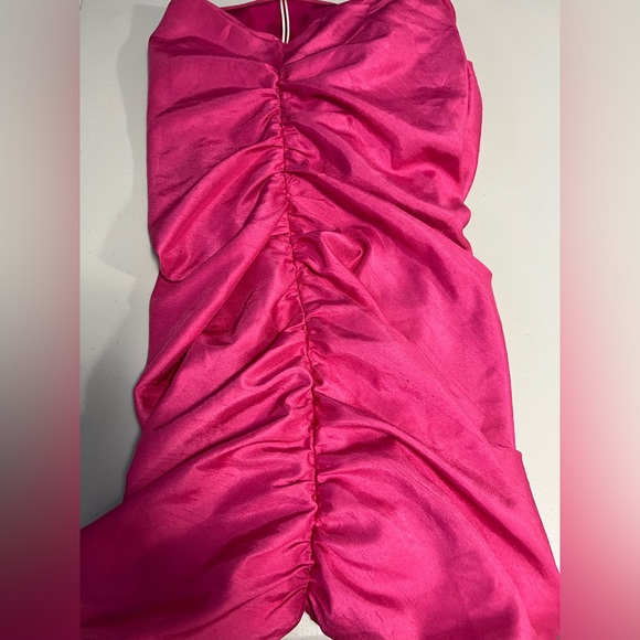 Aritzia WILFRED Rhapsody One Shoulder Long Sleeve Dress in Electron Fuchsia - Picture 11 of 16